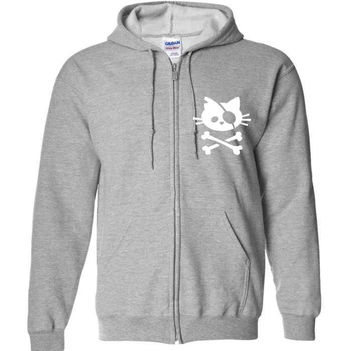 Cute Pirate Cat Skull And Crossbone Full Zip Hoodie