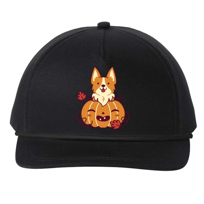 Cute Pumpkin Corgi Dog Halloween Snapback Five-Panel Rope Hat