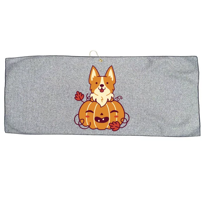 Cute Pumpkin Corgi Dog Halloween Large Microfiber Waffle Golf Towel