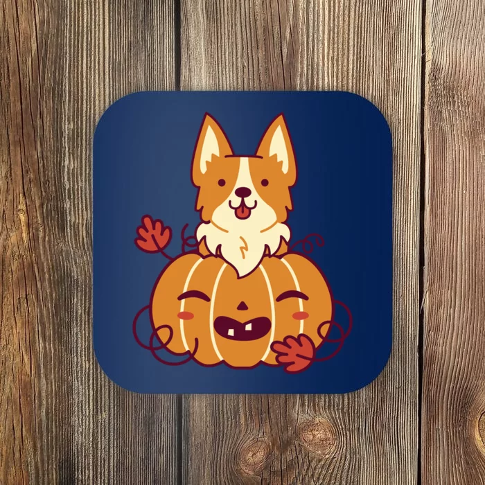 Cute Pumpkin Corgi Dog Halloween Coaster