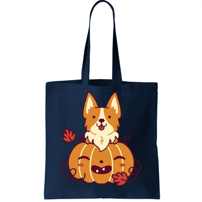 Cute Pumpkin Corgi Dog Halloween Tote Bag