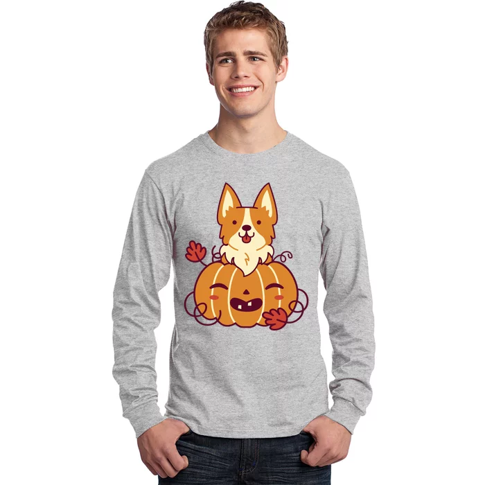 Cute Pumpkin Corgi Dog Halloween Long Sleeve Shirt