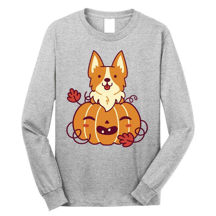 Cute Pumpkin Corgi Dog Halloween Long Sleeve Shirt