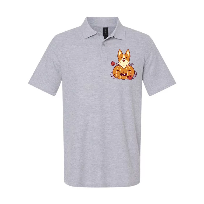 Cute Pumpkin Corgi Dog Halloween Softstyle Adult Sport Polo