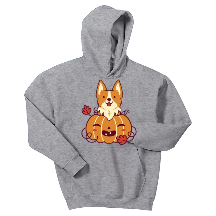 Cute Pumpkin Corgi Dog Halloween Kids Hoodie