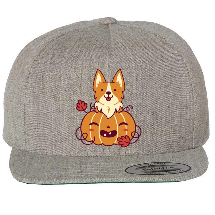 Cute Pumpkin Corgi Dog Halloween Wool Snapback Cap