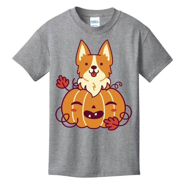 Cute Pumpkin Corgi Dog Halloween Kids T-Shirt