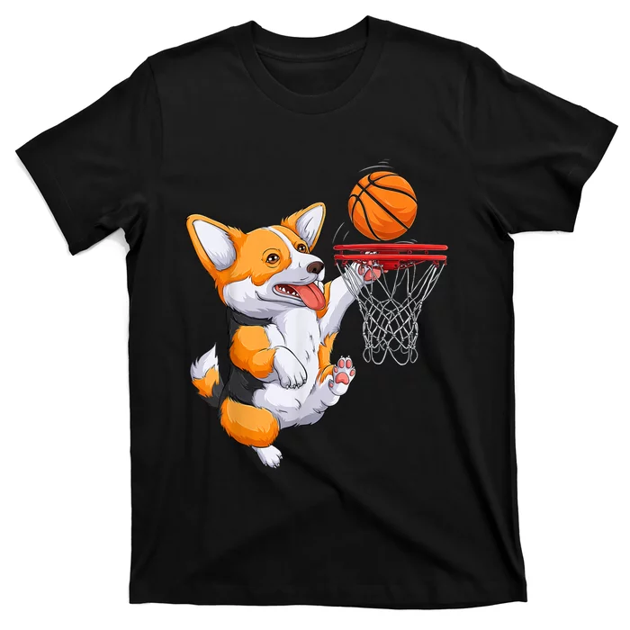 Corgi Puppy Corgi Basketball For Pet Lovers T-Shirt