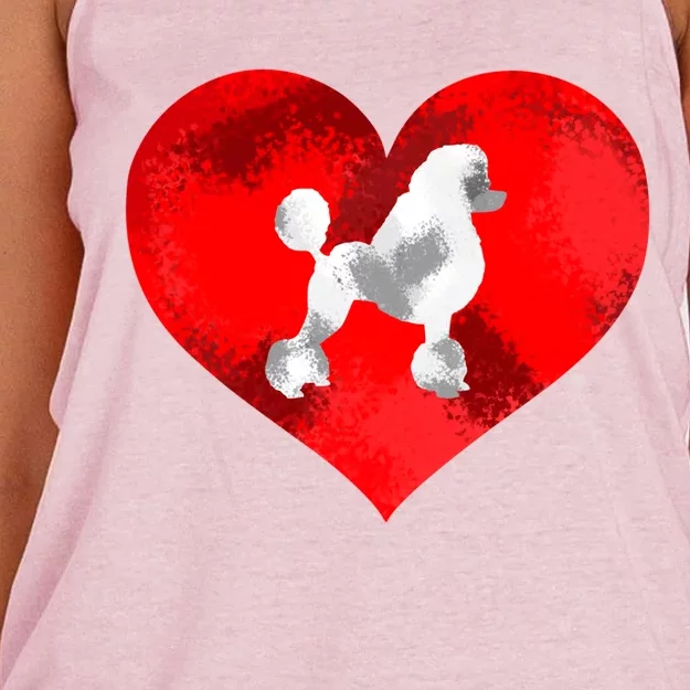 Cute Poodle Dog Lover Red Heart Valentines Day Cool Gift Women's Knotted Racerback Tank