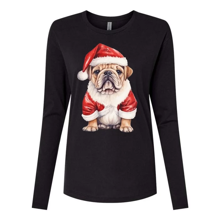 Christmas Pug Dog Cute Holiday Womens Cotton Relaxed Long Sleeve T-Shirt