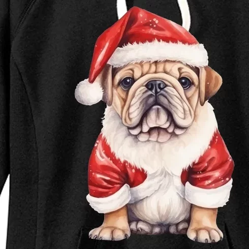 Christmas Pug Dog Cute Holiday Women's Fleece Hoodie