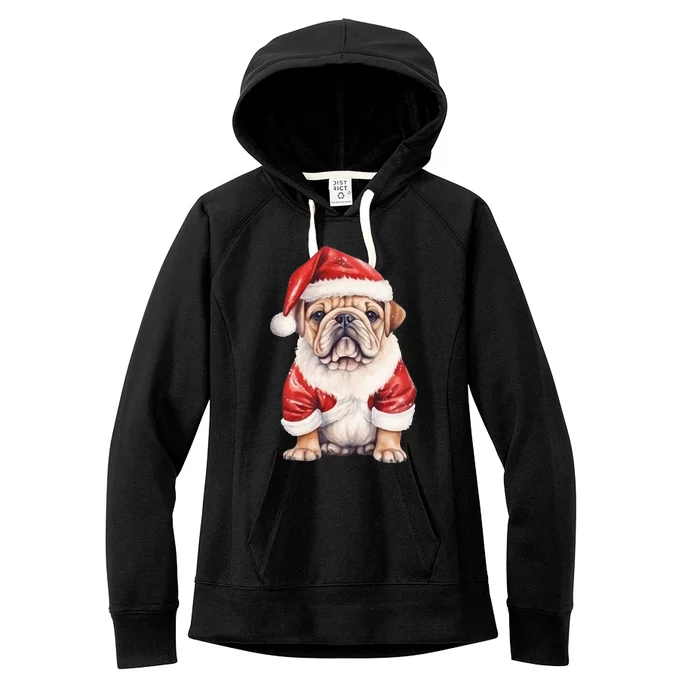 Christmas Pug Dog Cute Holiday Women's Fleece Hoodie