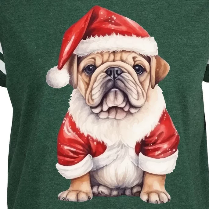 Christmas Pug Dog Cute Holiday Enza Ladies Jersey Football T-Shirt