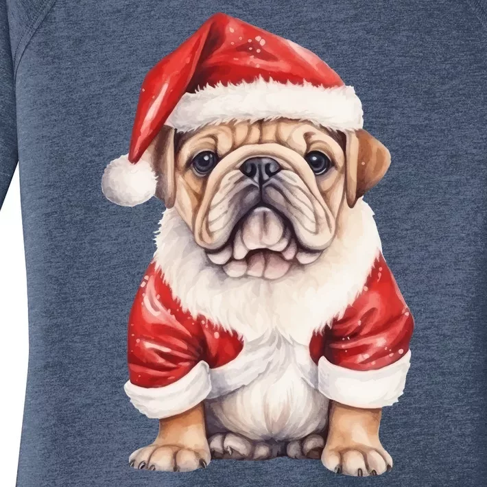 Christmas Pug Dog Cute Holiday Women's Perfect Tri Tunic Long Sleeve Shirt