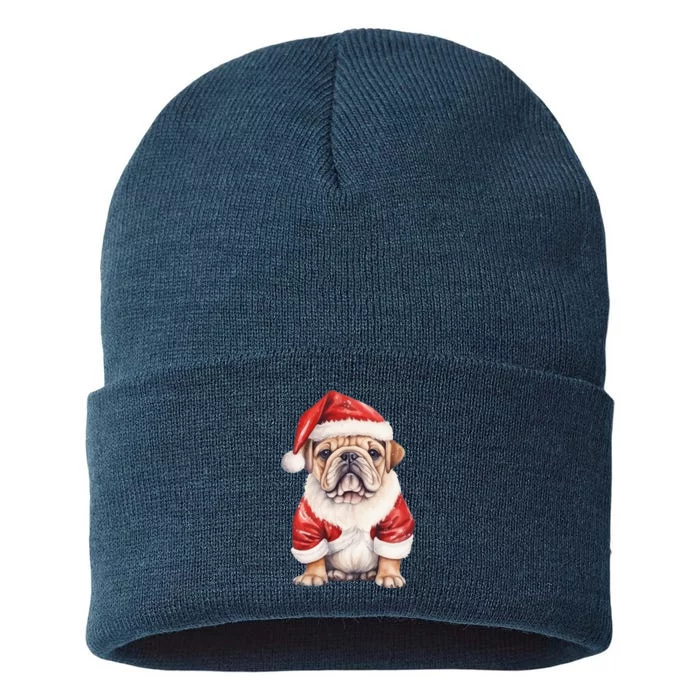 Christmas Pug Dog Cute Holiday Sustainable Knit Beanie