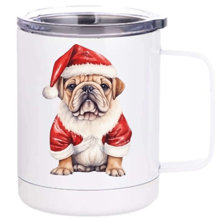 Christmas Pug Dog Cute Holiday Front & Back 12oz Stainless Steel Tumbler Cup