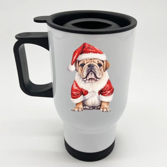 Christmas Pug Dog Cute Holiday Front & Back Stainless Steel Travel Mug