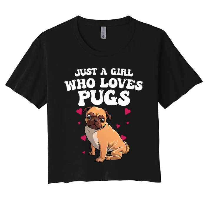 Cute Pug Design Dog Owner Puppy Pug Lover Women's Crop Top Tee