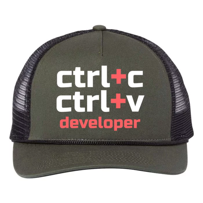 Copy Paste Developer Ctrl C Ctrl V Coder Gift Retro Rope Trucker Hat Cap