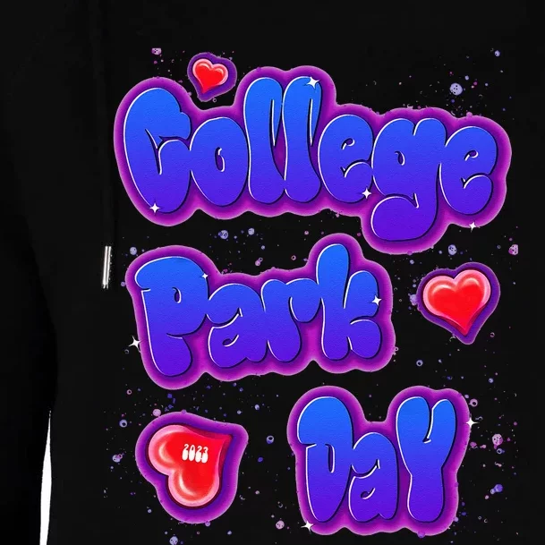 College Park Day Airbrush Womens Funnel Neck Pullover Hood