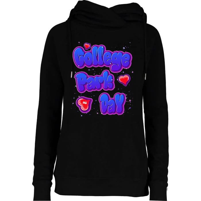 College Park Day Airbrush Womens Funnel Neck Pullover Hood