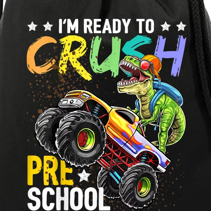 Crush Preschool Dinosaur Monster Truck Back To School Boy Drawstring Bag