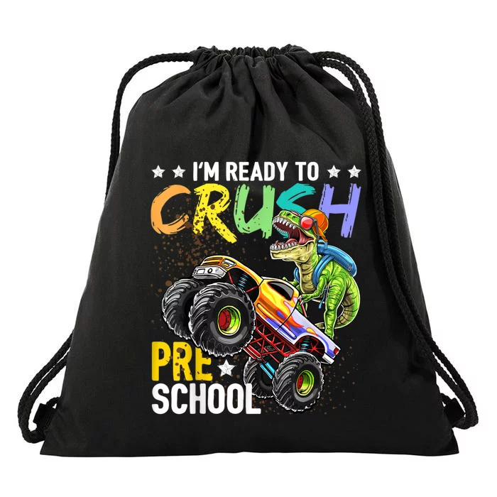 Crush Preschool Dinosaur Monster Truck Back To School Boy Drawstring Bag