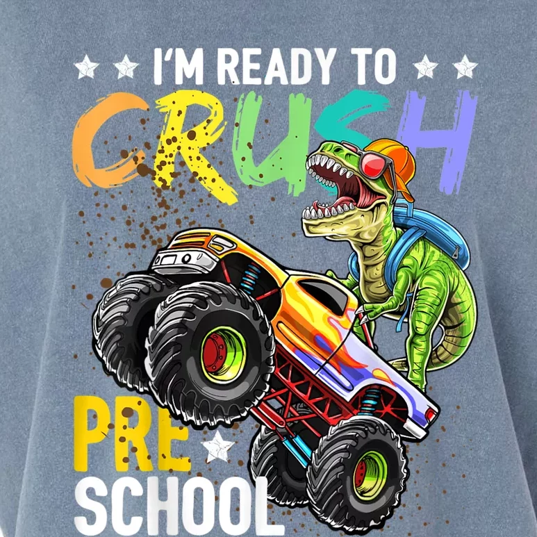 Crush Preschool Dinosaur Monster Truck Back To School Boy Garment-Dyed Women's Muscle Tee