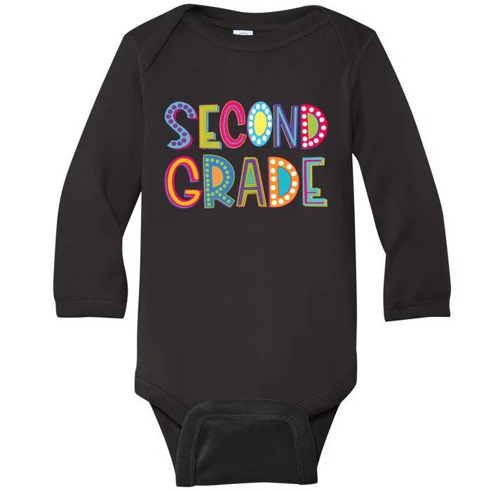 Cute Polka Dot Second Grade 2nd Grade School Teacher Baby Long Sleeve Bodysuit