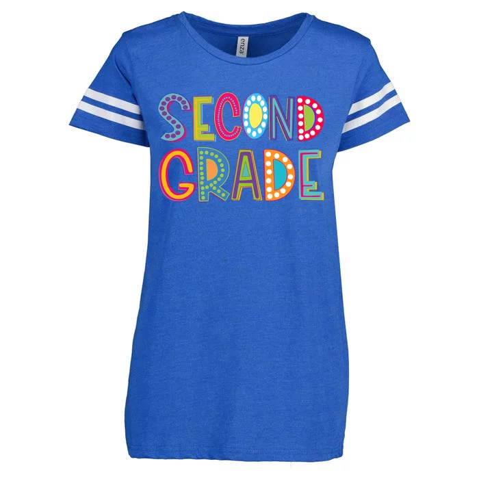 Cute Polka Dot Second Grade 2nd Grade School Teacher Enza Ladies Jersey Football T-Shirt