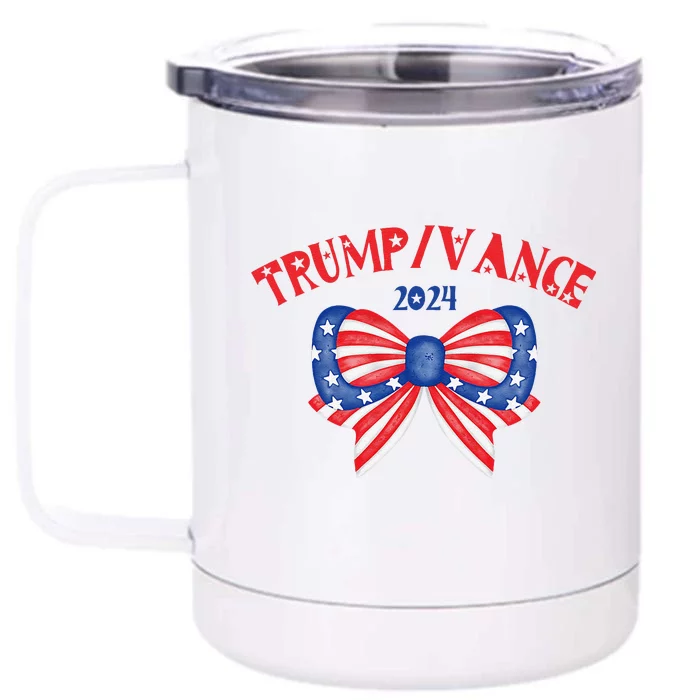 Coquette President Donald Trump & Jd Vance 2024 Usa Front & Back 12oz Stainless Steel Tumbler Cup