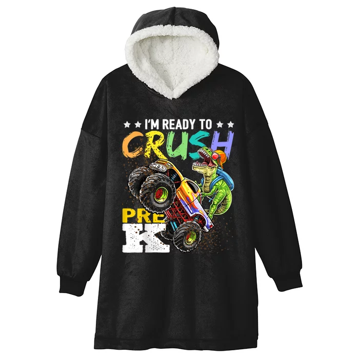 Crush PreK Dinosaur Monster Truck Back To School Boy Gifts Hooded Wearable Blanket