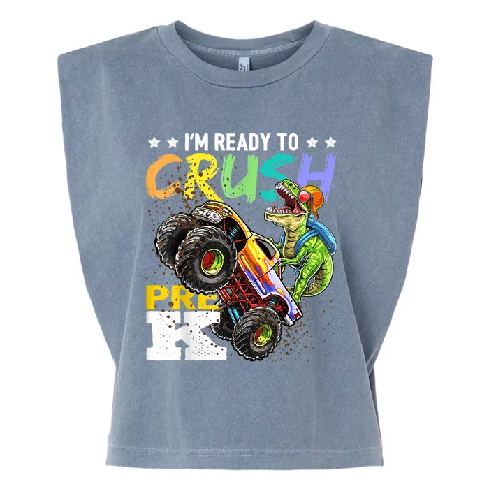 Crush PreK Dinosaur Monster Truck Back To School Boy Gifts Garment-Dyed Women's Muscle Tee