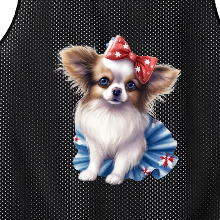 Cute Papillon Dog Puppy USA Flag American Dogs 4th Of July Mesh Reversible Basketball Jersey Tank