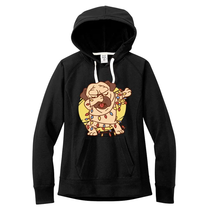 Christmas Pug Dab Women's Fleece Hoodie