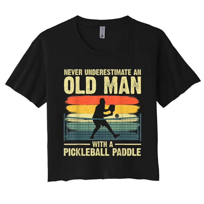 Cool Pickleball Design For Men Grandpa Pickleball Player Women's Crop Top Tee