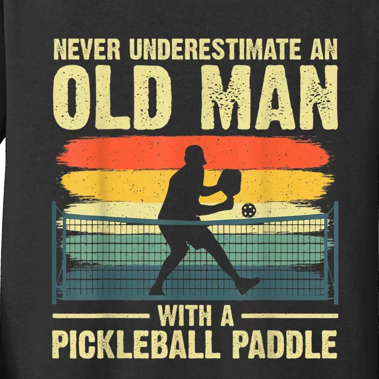 Cool Pickleball Design For Men Grandpa Pickleball Player Kids Long Sleeve Shirt