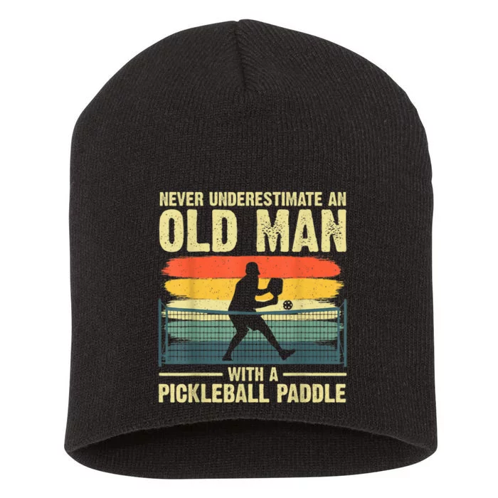 Cool Pickleball Design For Men Grandpa Pickleball Player Short Acrylic Beanie