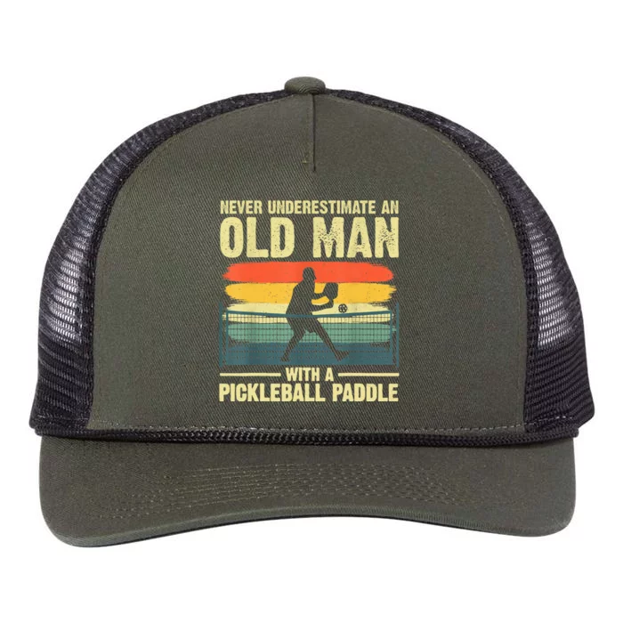 Cool Pickleball Design For Men Grandpa Pickleball Player Retro Rope Trucker Hat Cap