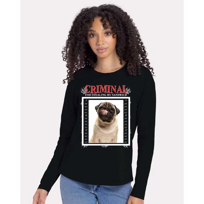 Custom Photo Dog Criminal For Stealing My Sandwich Womens Cotton Relaxed Long Sleeve T-Shirt