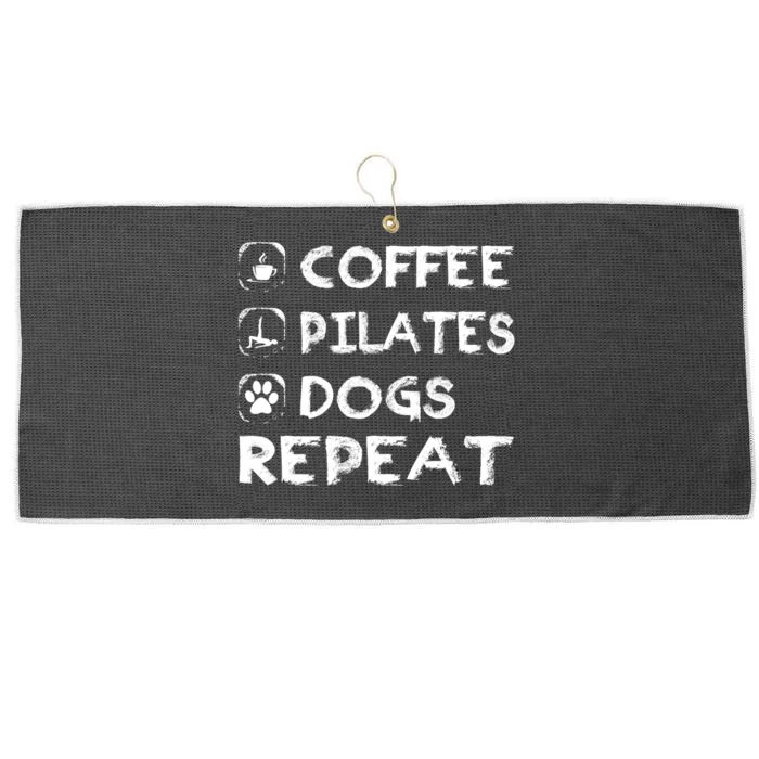 Coffee Pilates Dogs Repeat Funny Pilates Gift Large Microfiber Waffle Golf Towel