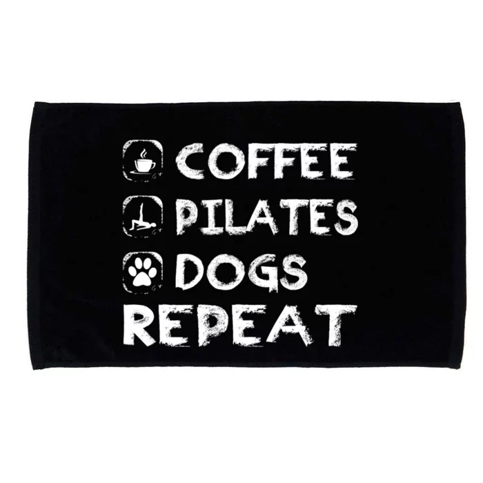 Coffee Pilates Dogs Repeat Funny Pilates Gift Microfiber Hand Towel