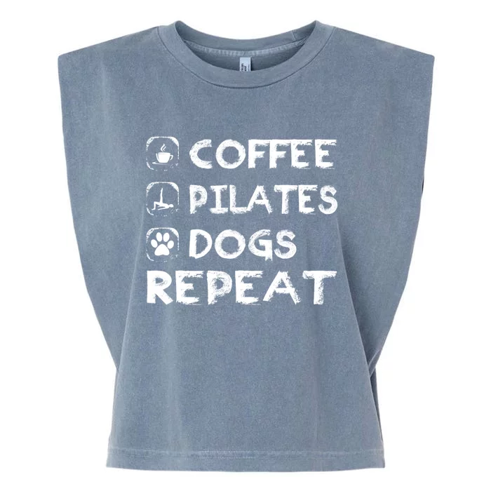 Coffee Pilates Dogs Repeat Funny Pilates Gift Garment-Dyed Women's Muscle Tee