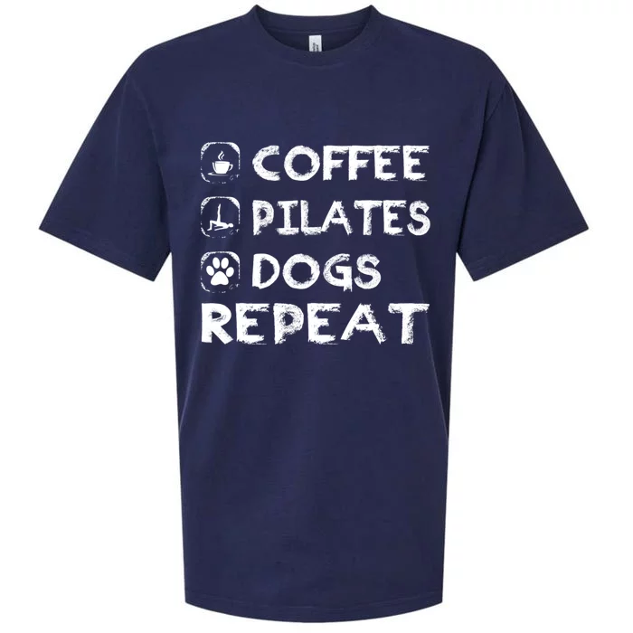 Coffee Pilates Dogs Repeat Funny Pilates Gift Sueded Cloud Jersey T-Shirt