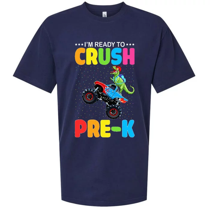 Crush PreK Dinosaur Monster Truck Back to School PreSchool Sueded Cloud Jersey T-Shirt