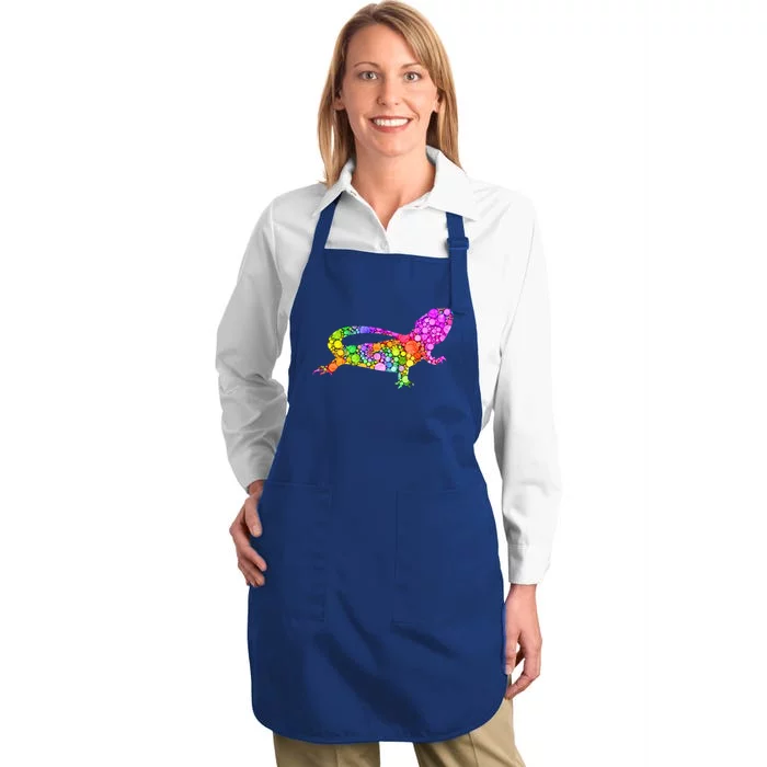 Colorful Polka Dot Bearded Dragon International Dot Day Meaningful Gift Full-Length Apron With Pocket