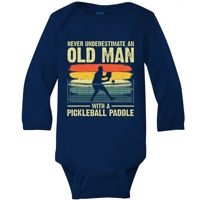 Cool Pickleball Design Grandpa Pickleball Player Baby Long Sleeve Bodysuit