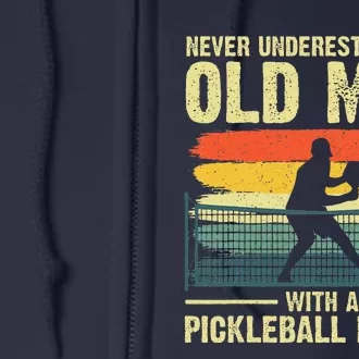 Cool Pickleball Design Grandpa Pickleball Player Full Zip Hoodie