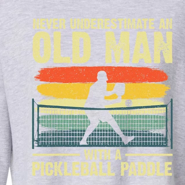 Cool Pickleball Design Grandpa Pickleball Player Cropped Pullover Crew