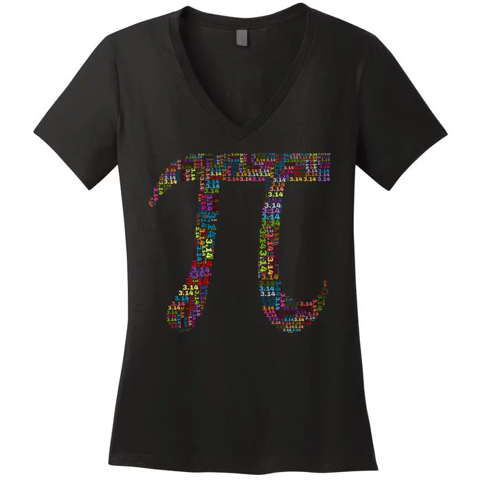 Colorful Pi Date Math Women's V-Neck T-Shirt